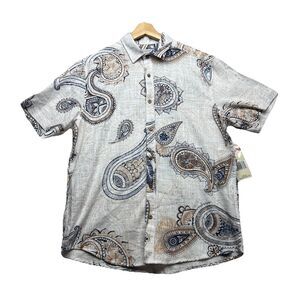 NWT Mojito Collection Paisley Short Sleeve Men’s Button-Down M Medium Linen